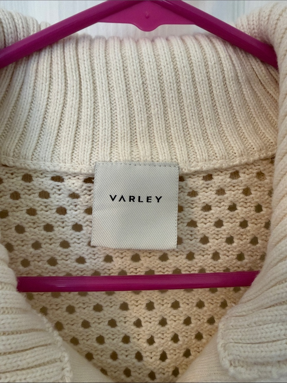 Varley Cream Open-Knit Zip Cardigan - Picture 2 of 3